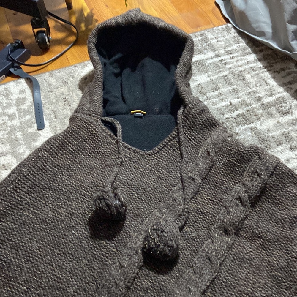 Lined wool winter poncho